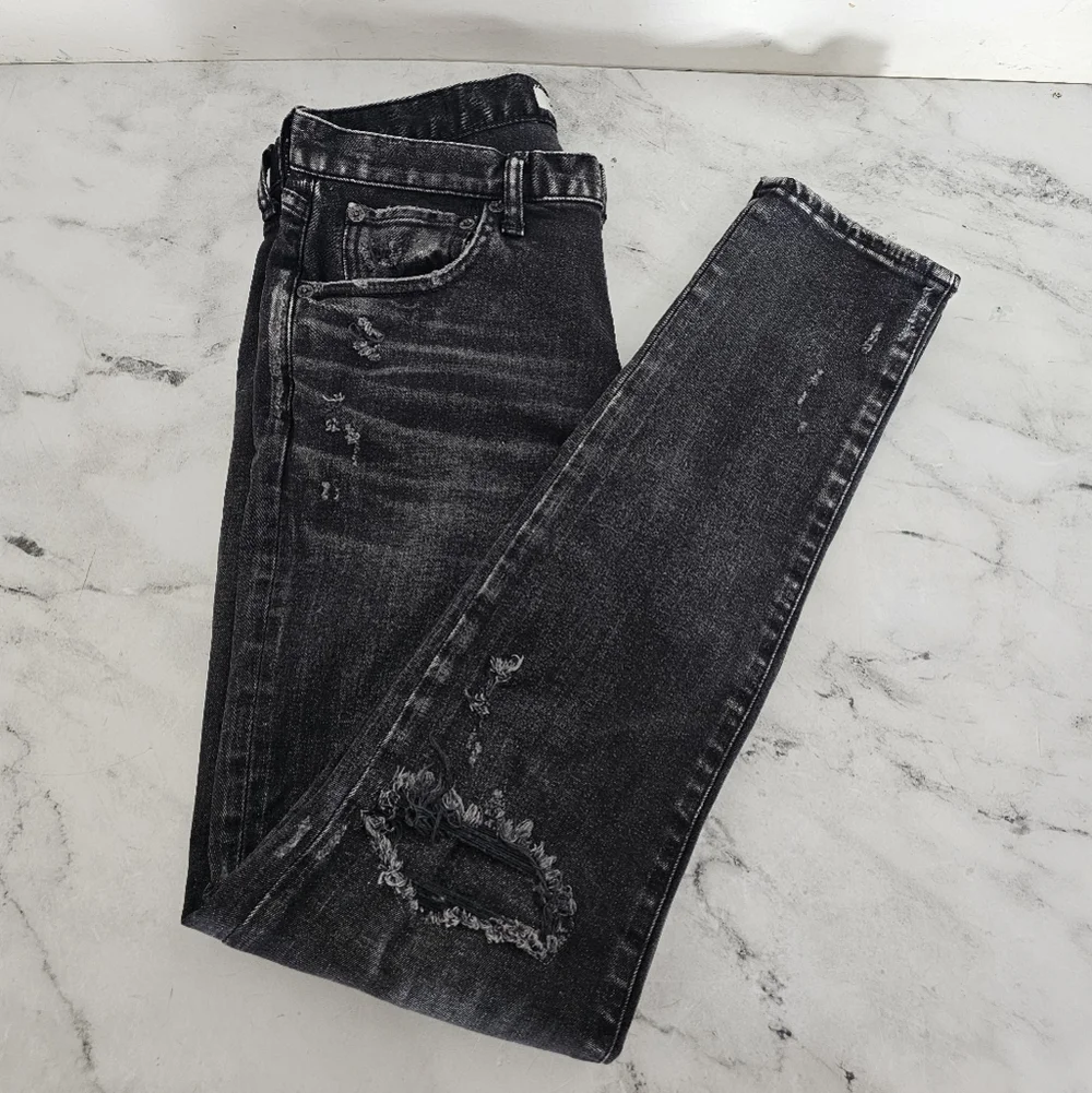 Moussy Vintage High Rise Black Distressed‎ Ankle Moto Skinny Jeans 27 Preowned